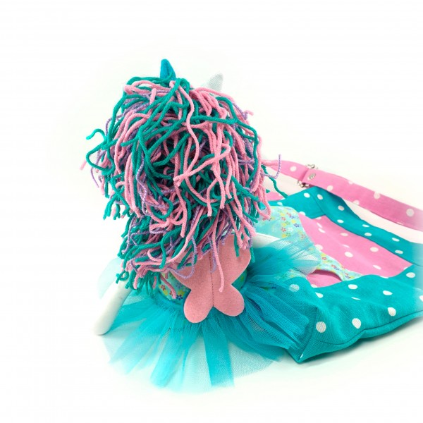 Handbag with unicorn turquoise 2