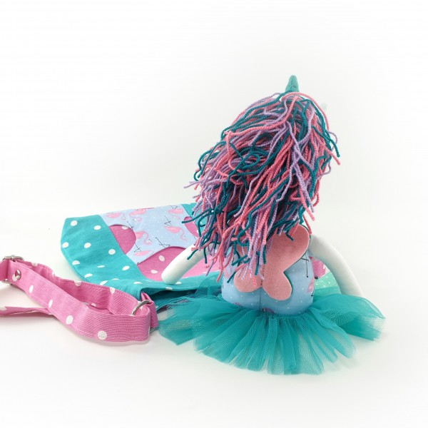 Handbag with unicorn turquoise 1